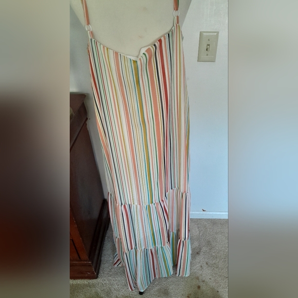 Multicolor stripped maxi chiffon dress size L - Picture 8 of 14